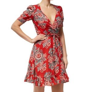 Denim & Supply Red floral wrap dress